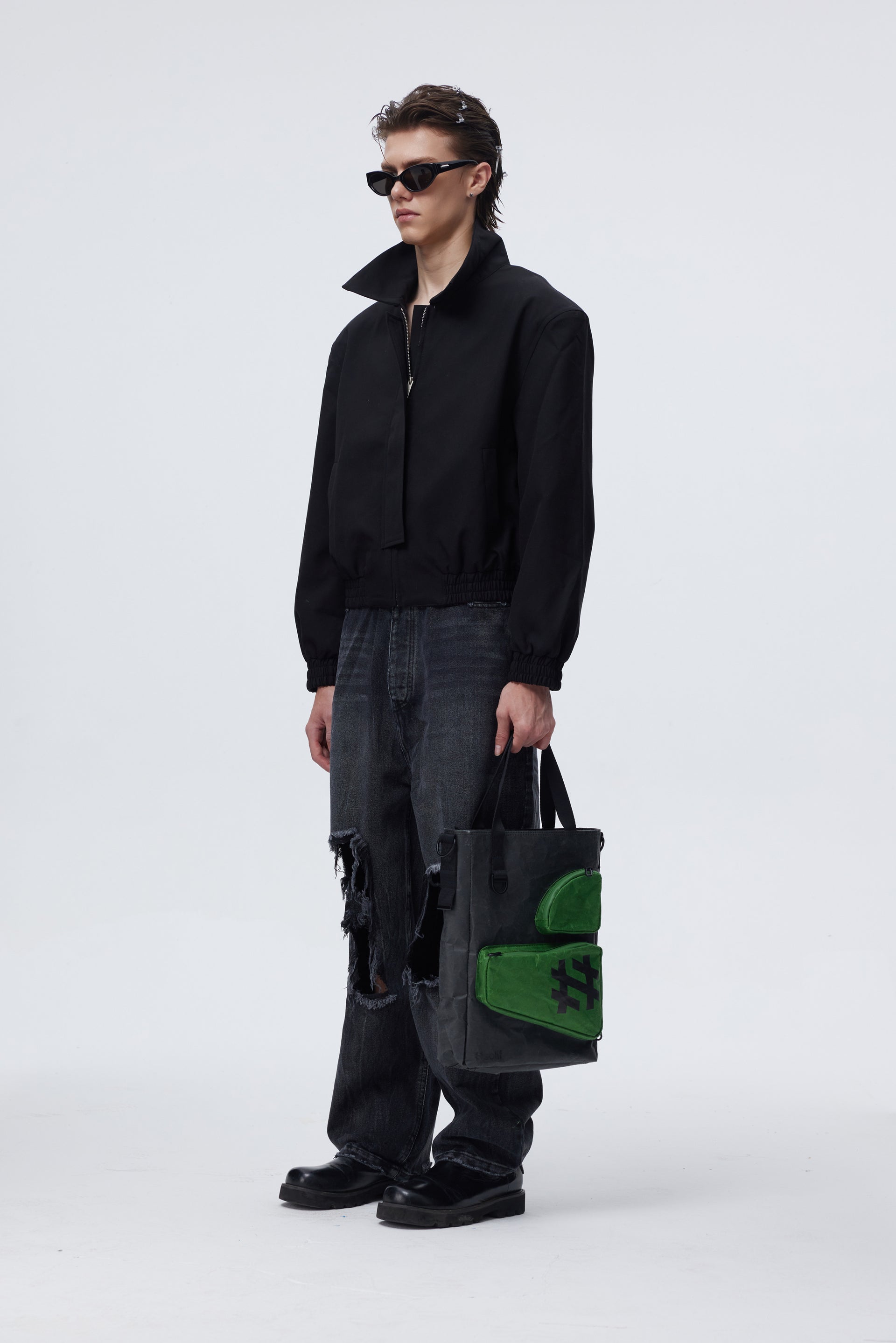 Solif - Mega Messenger Tote | Rock Dark × Forest Green